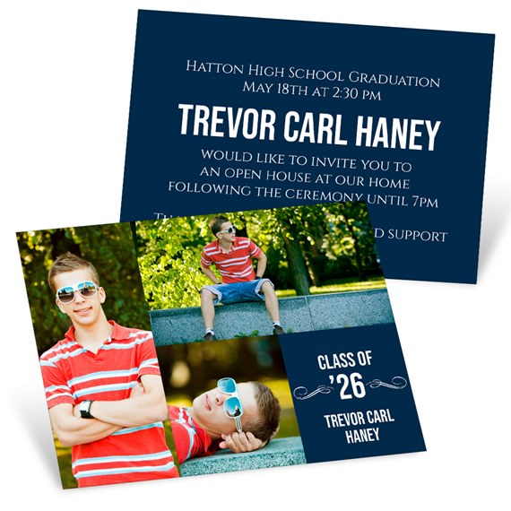 graduation invitation with photo placeholders and event details