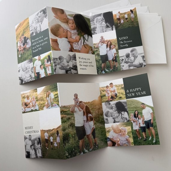 collage greeting card with family photos and holiday text