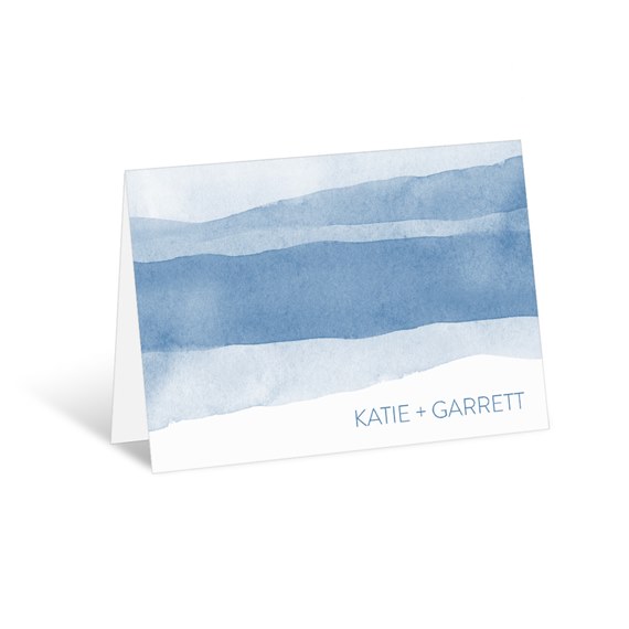 watercolor thank you card with blue stripes and customizable text area