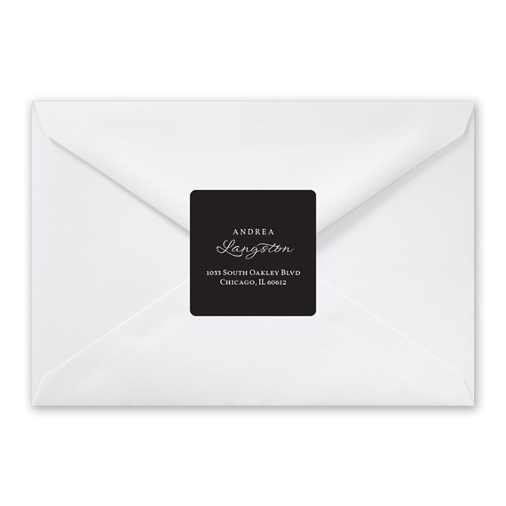 address label on white envelope with black background