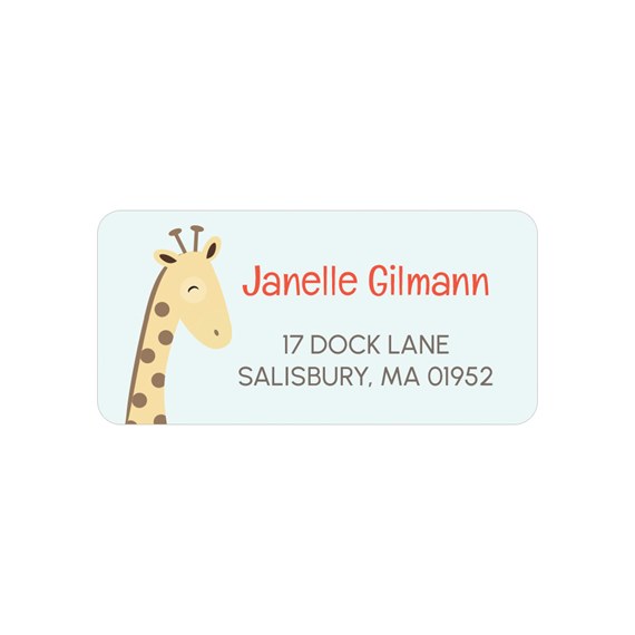 address label with giraffe illustration and customizable text area