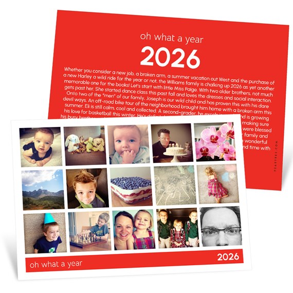 holiday card with photo placeholders and text area
