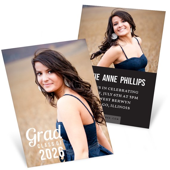 two graduation announcement cards with photo area