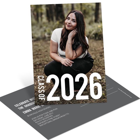 graduation announcement with photo area and event details
