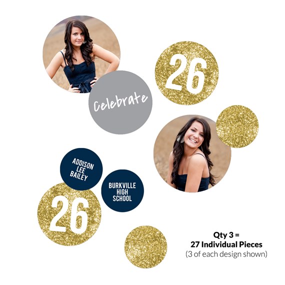 multiple photo placeholders with decorative text and gold glitter accents
