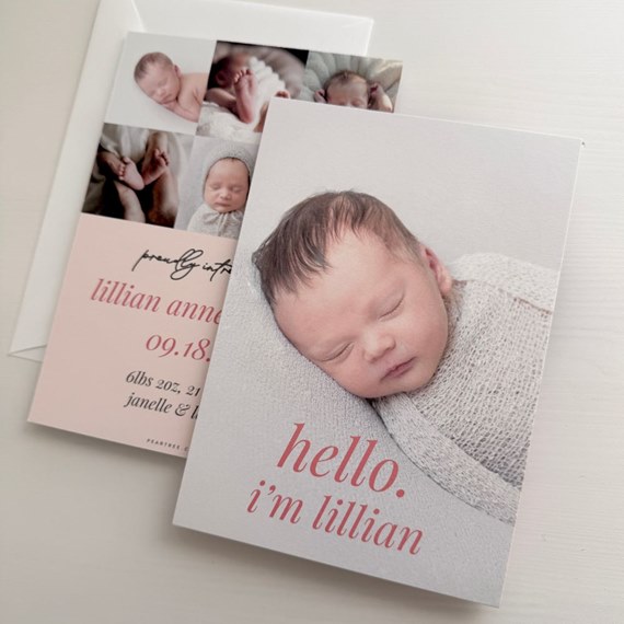 birth announcement card with photo placeholders