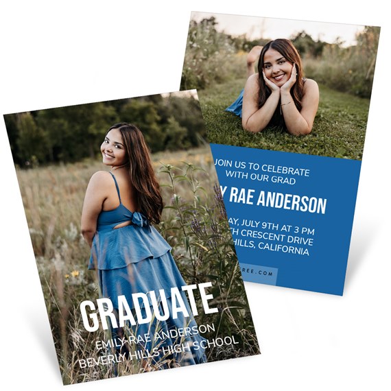 graduation announcement with photo placeholder and event details