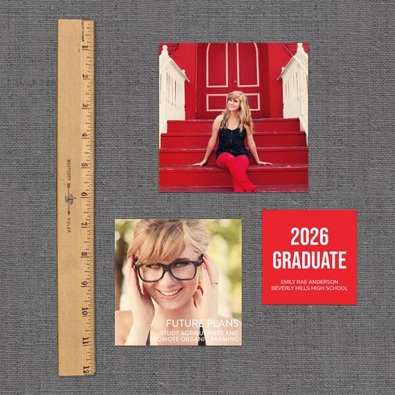 graduation announcement with photo placeholder and text areas