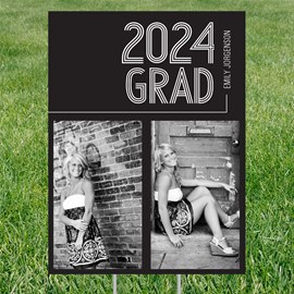 Striped Success Vertical - Graduation Party Yard Sign