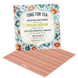Tea Time In Teal - Baby Shower Invitations