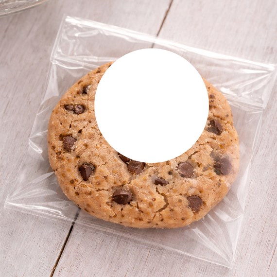 cookie in a transparent bag with customizable text area