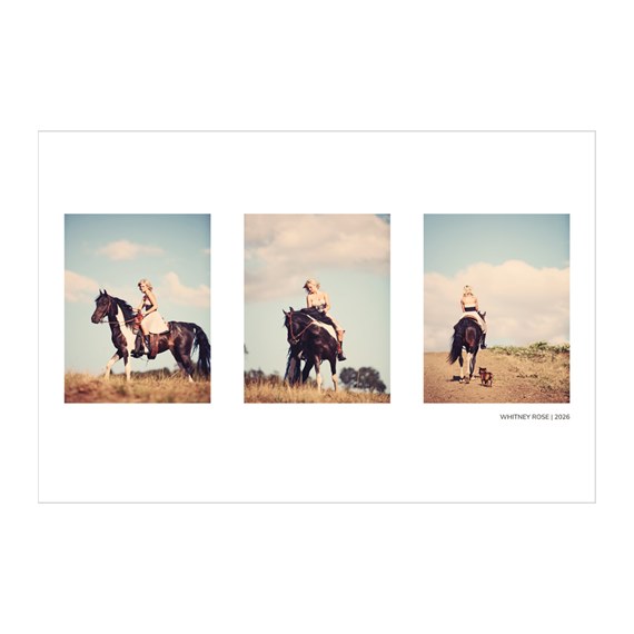three photo area placeholders with horse riding images