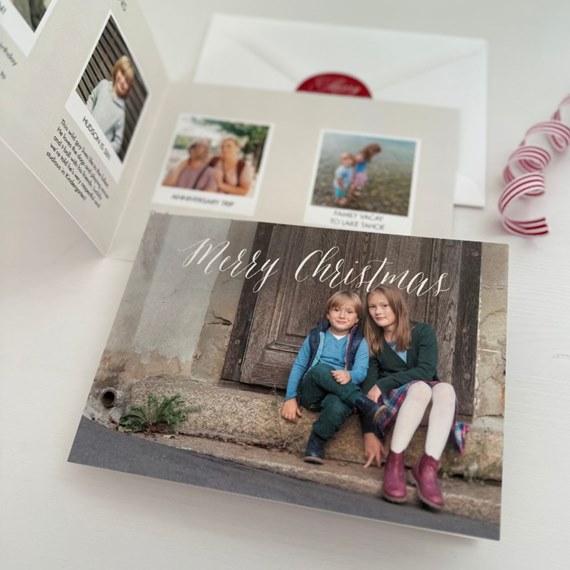 Christmas card with photo area and text