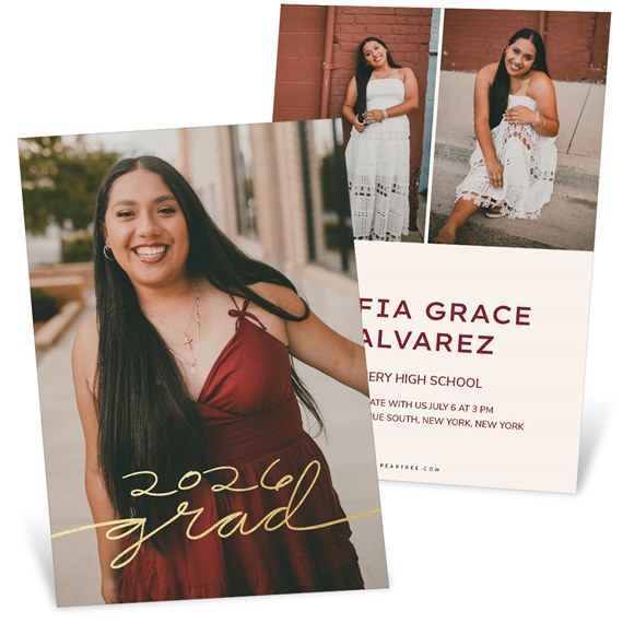 photo placeholder with customizable text area for graduation announcement