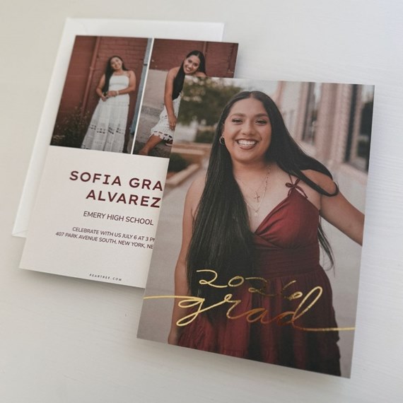 graduation announcement card with photo placeholder