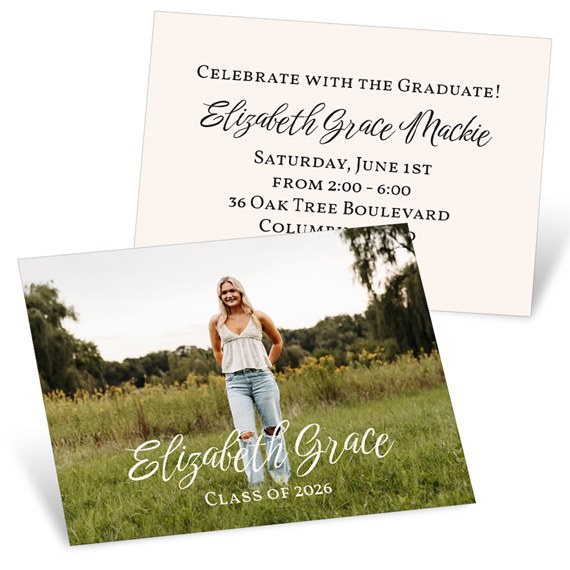 photo placeholder with text area for graduation announcement