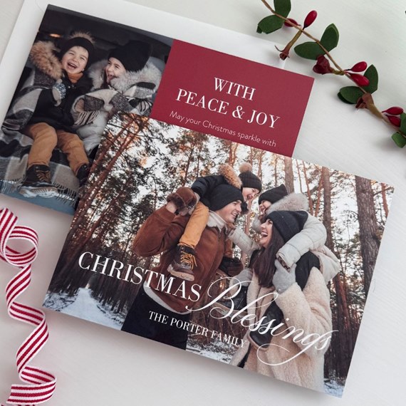 Christmas card with photo area and text