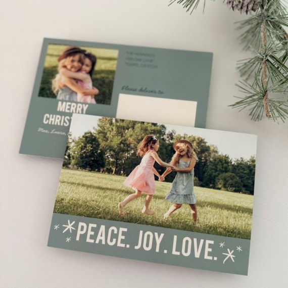 postcard with photo area and text
