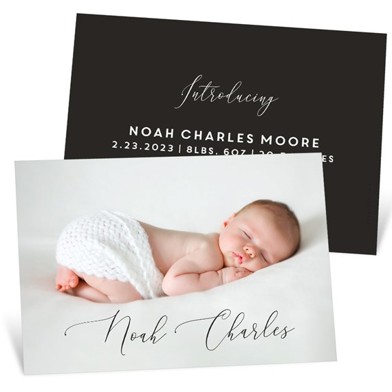 birth announcement card with photo area