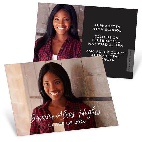 graduation invitation with photo placeholder and event details