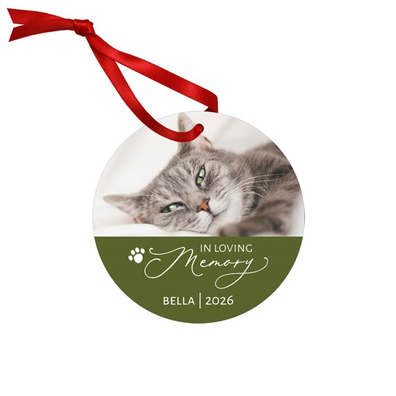 round ornament with photo area and text