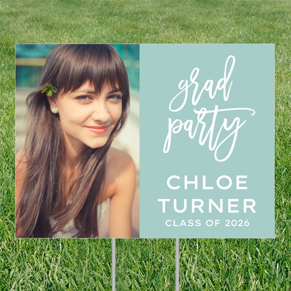 yard sign with photo placeholder and text
