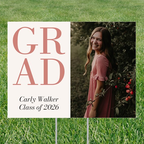 graduation yard sign with photo area and customizable text