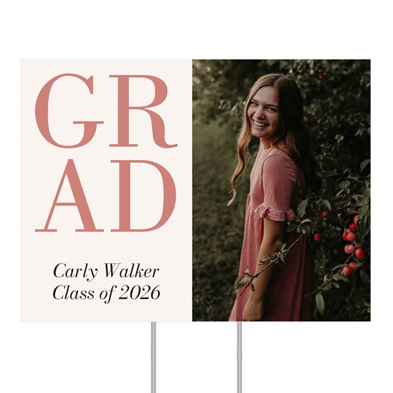 graduation yard sign with photo area and text