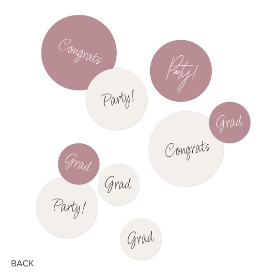 round decorations with congrats and grad text