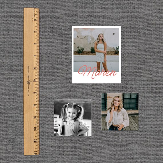 three photo placeholders on gray background, rounded corners, customizable text area