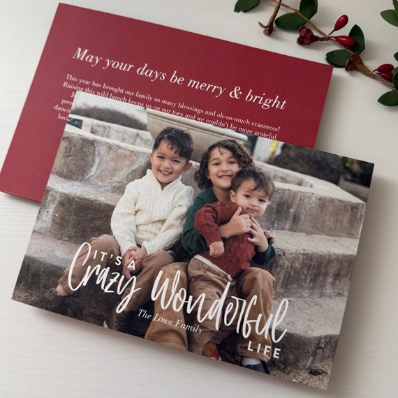 holiday card with photo placeholder and text area