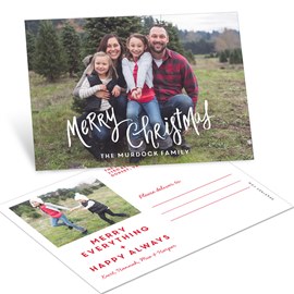 Handwritten Merry - Christmas Postcard