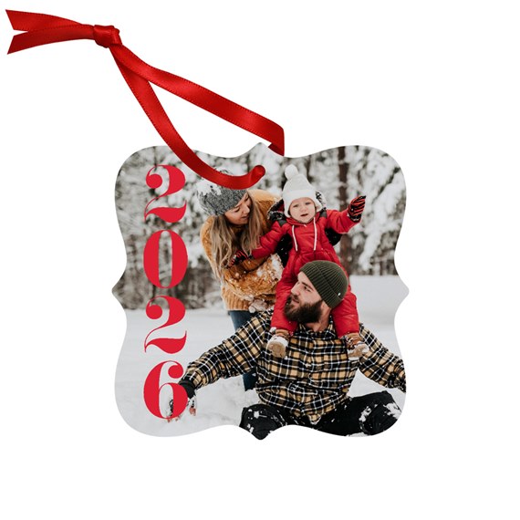 personalized ornament with photo area and 2026 text