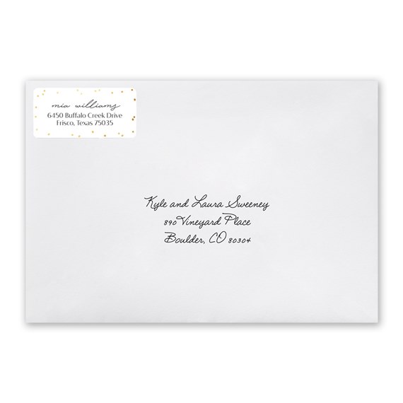 address label with gold dots and customizable text area