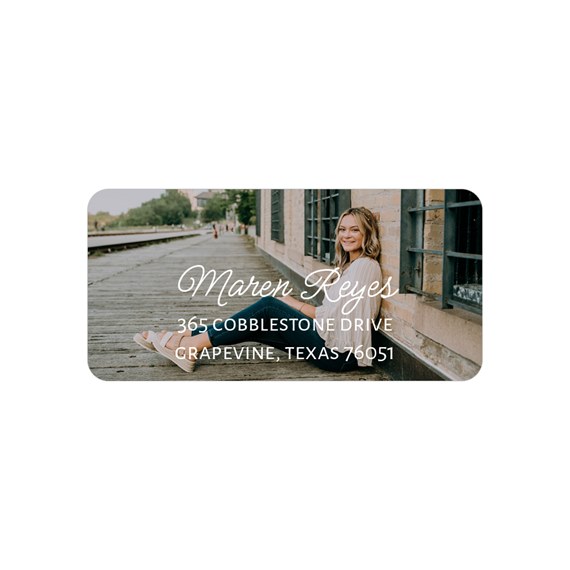 address label with photo placeholder