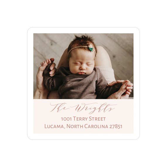 address label with photo placeholder and customizable text area