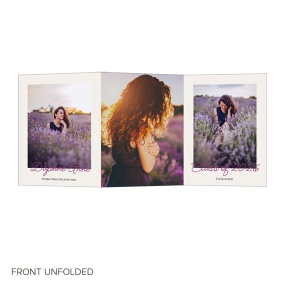 graduation announcement with photo placeholders and decorative text