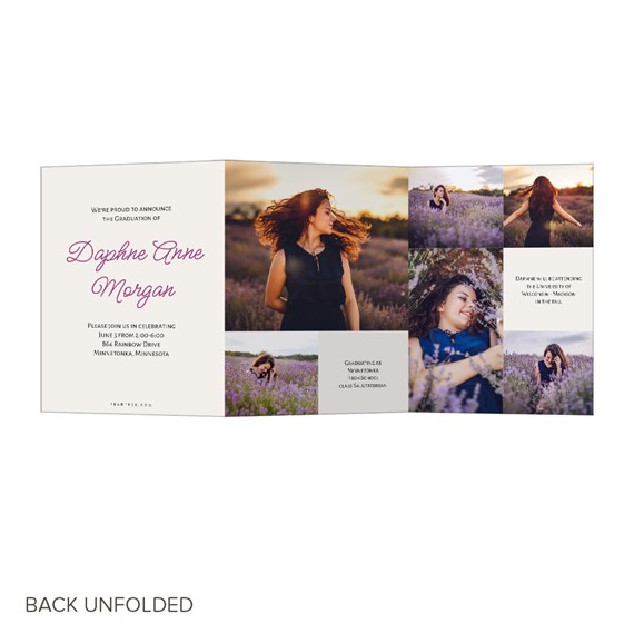 graduation announcement with photo placeholders and decorative text