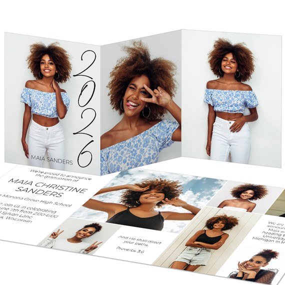 graduation invitation with photo placeholders and text