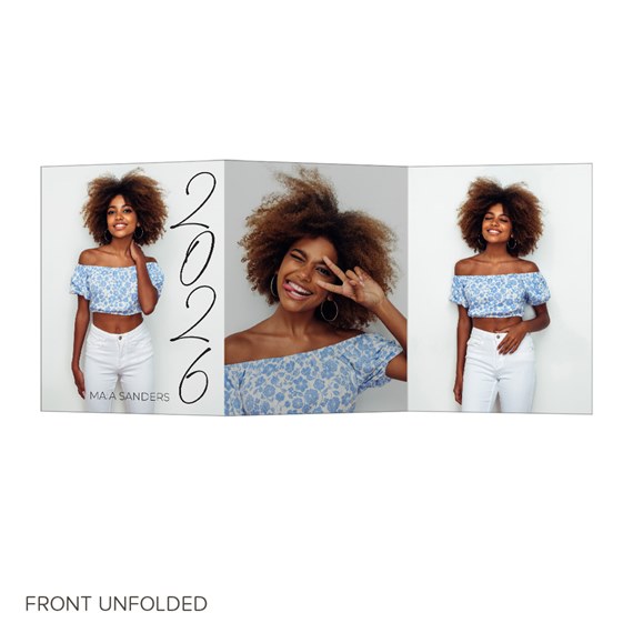 graduation invitation with photo areas and floral design