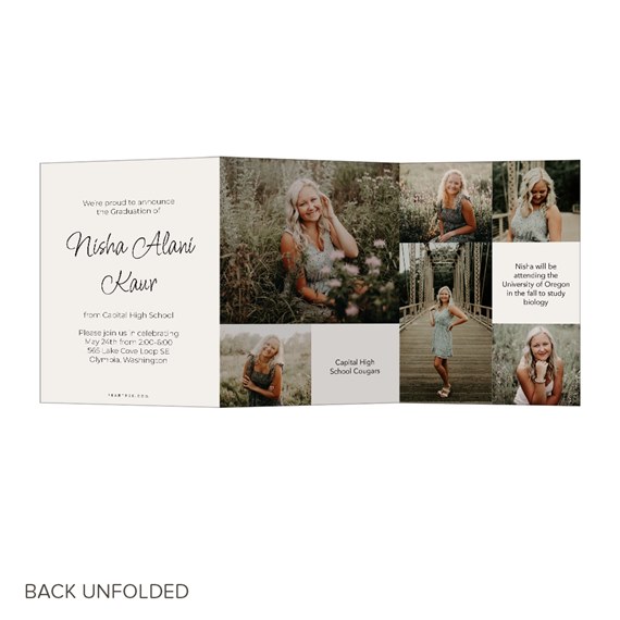 graduation invitation with photo area and text