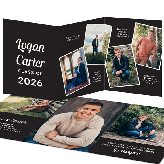 graduation invitation with photo placeholders and text areas