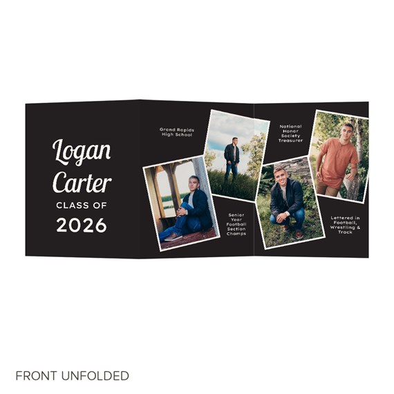 graduation invitation with photo placeholders and text