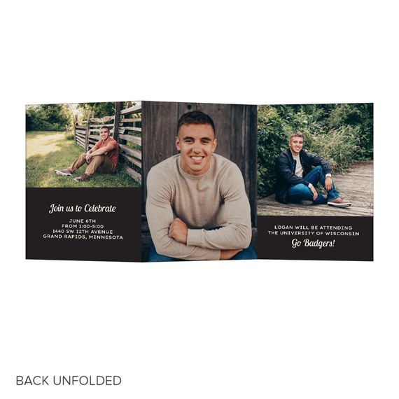 graduation invitation with photo placeholders and event details