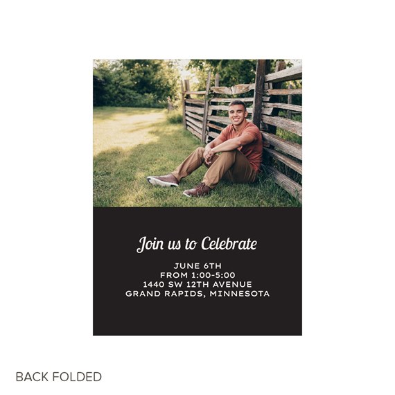 graduation invitation with photo placeholder and celebratory text