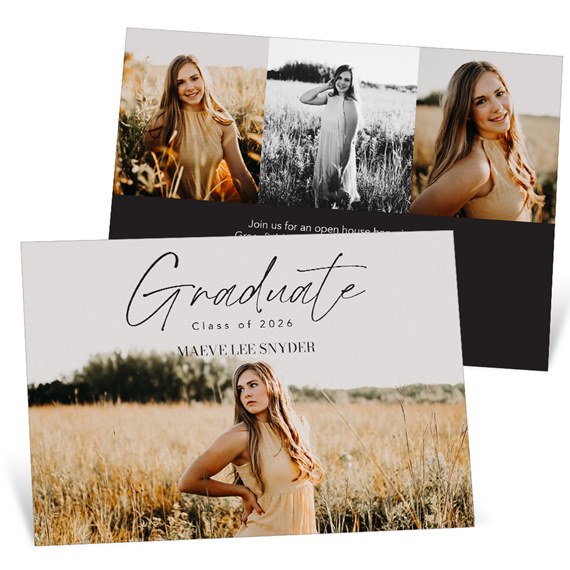 graduation announcement with photo placeholders and custom text area