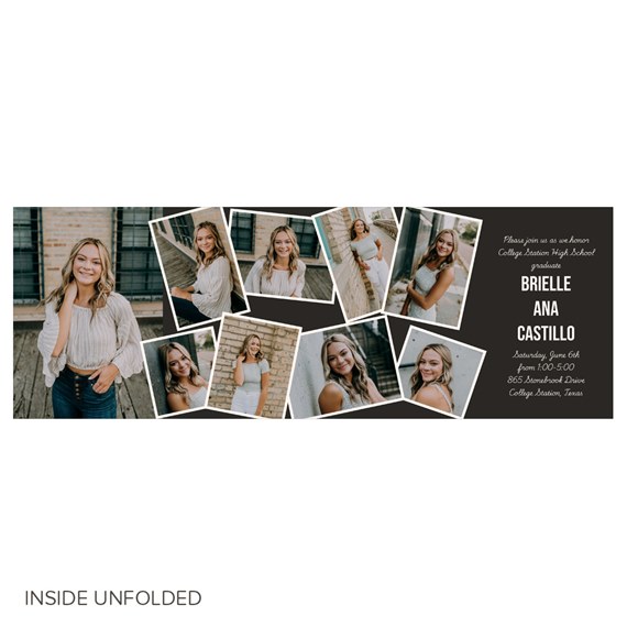graduation announcement with photo placeholders and customizable text area