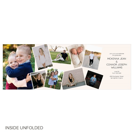 graduation announcement with photo placeholders and event details