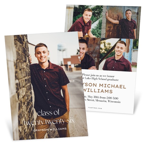 graduation invitation with photo placeholders and text areas