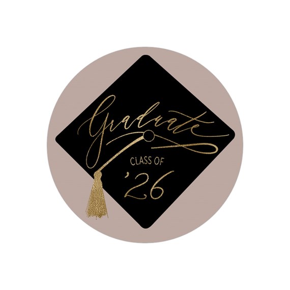 graduation envelope seal with tassel and text